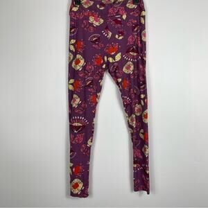 Lularoe Boho Floral Leggings Tall and Curvy OS Pink Purple Easter Spring